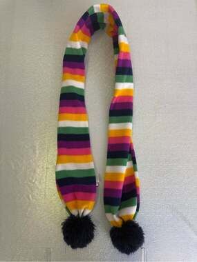 GAPKids scarf Pom Poms Multi-Stripe Pom Scarf - Pink, Yellow, Green fleece